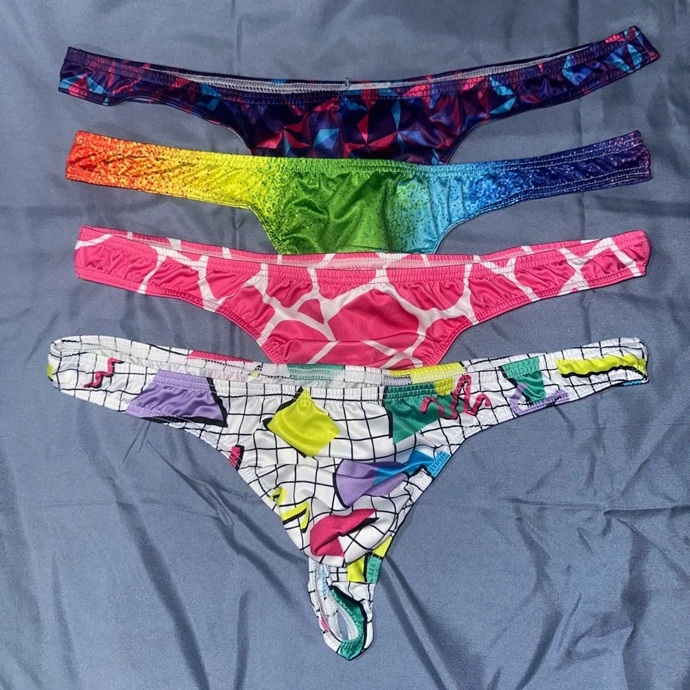 Men's Colorful Patterned Bikini Briefs - Multicolor